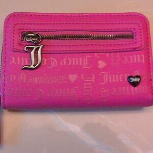 Juicy Couture Pink Signature Embossed Zip Around Bifold Wallet